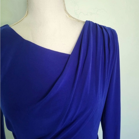 🧊 Connected Sapphire Blue Jersey Knit Formal Evening Gown, 4 - Picture 6 of 8